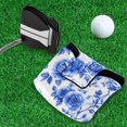 thumbnail image 5 of Haosy Blue White Porcelain with Roses Golf Mallet Putter Cover Strong Magnetic Leather Golf Club Headcover Closure, 5 of 7