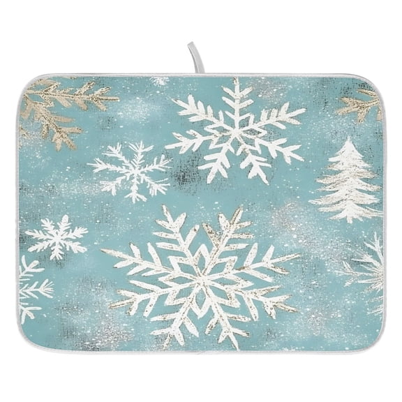 Snowflake Pattern Dish Drying Mat for Kitchen, Quick Drying Absorbent Soft Durable 16" x 18"