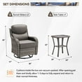 thumbnail image 2 of Planntonneo 3-Piece Patio Furniture Set - Wicker Swivel Glider Chairs with 6-Inch High-Resilience Cushions and Side Table, Grey/Grey, 2 of 9