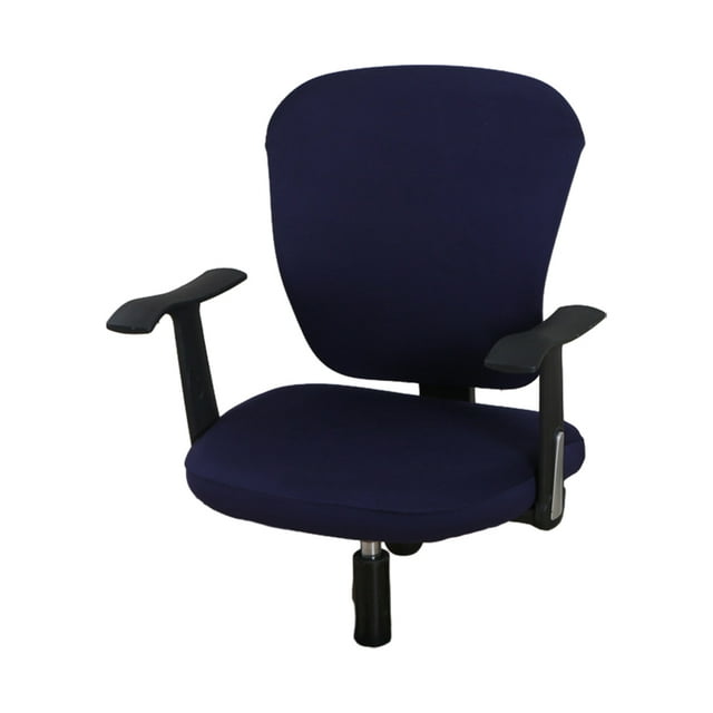 Housse Extensible pour Chaise d'Ordinateur, Housse de Chaise de Bureau à Haute Élasticité, Housses de Chaise de Bureau en Polyester, Housse de Chaise d'Ordinateur Bleu Marine