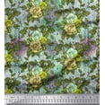 thumbnail image 1 of Soimoi Cotton Duck Fabric Leaves & Grandiflora Roses Floral Printed Craft Fabric by the Yard 42 Inch Wide, 1 of 3