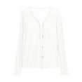 thumbnail image 6 of Baberdicy White Women's Thin Long Sleeved V Neck Jacket Knitted Air Conditioning Shirt Cardigan Tops, M, 6 of 9