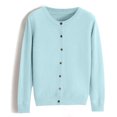 thumbnail image 6 of Wutalume Women's Solid Color Long Sleeve Mid Length Cardigan Top Jacket, Lightweight Open Front Layer, Versatile Cover Up for Indoor and Outdoor,Light Blue S, 6 of 7