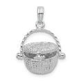 thumbnail image 4 of Finest Gold Sterling Silver Polished Moveable 3D Nantucket Basket Pendant, 4 of 4