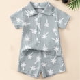 thumbnail image 2 of Boy Outfit Set Baby Boys Clothes Set Toddler Infant Boys Button-down Shirt Tops + Cotton Gauze Shorts Summer Outfit 2PCS with Pockets Toddler Boy Short Set, 2 of 7