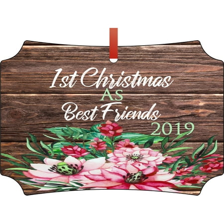1st Christmas as Best Friends 2019 Double Sided Elegant Aluminum Glossy Christmas Ornament Tree Decoration - Unique Modern Novelty Tree Décor (Best Side By Side Atv 2019)