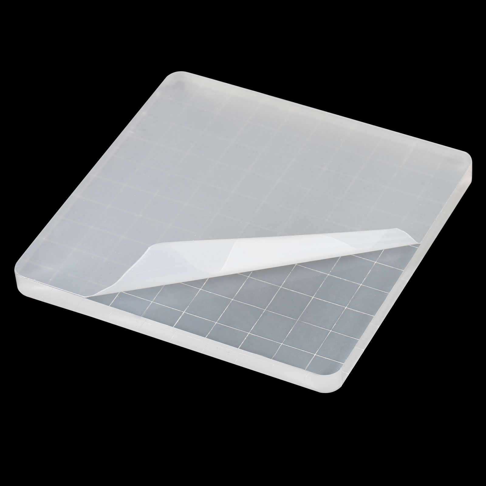 Unique Bargains Acrylic Stamping Block with Grid Lines for Scrapbooking 4"x 4"x0.3" 1Pcs