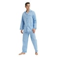 thumbnail image 6 of GLOBAL Mens Cotton Pajama Sets Long Sleeve Button Down Sleepwear Comfy Loungewear Soft Pjs Set Elegant Blue XXL, 6 of 7