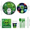 thumbnail image 2 of UFO Alien Party Supplies, Outer Space Solar System Alien Theme Birthday Party Disposable Tableware Set Including Paper Plates Napkins Tablecovers Cups Straws Cutlery Serves 20 Guests, 2 of 4