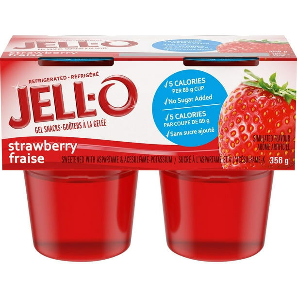 JellO Refrigerated Gelatin Snacks, Strawberry, 4 Cups x 89g Walmart.ca