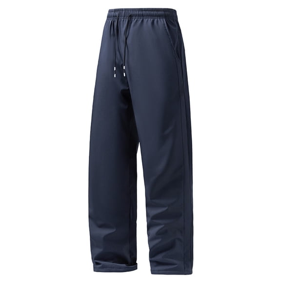 Breezora Men's Thermal Lined Sweatpants for Winter Warmth Windproof Fleece Pants Wide Leg Track Lounge Pants for Men Cold Weather M Size Navy