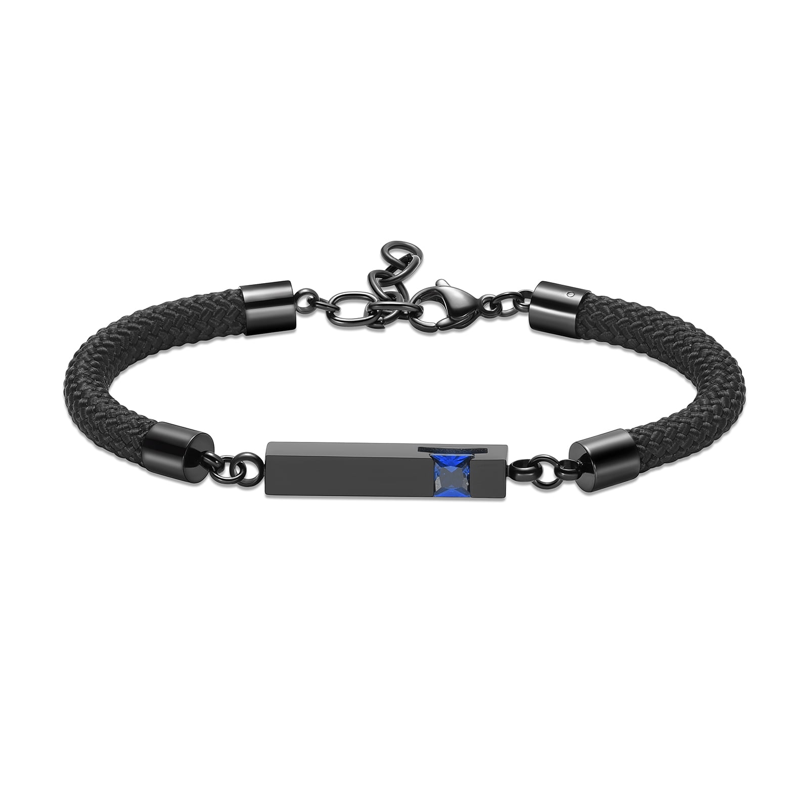 Personalized Urn Bracelet for Ashes Engraved Name Message for Men Women Stainless Steel Cube Bar Adjustable Braided Rope Adult Pet Memorial Jewelry Cremation Ashes Keepsake