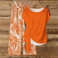 thumbnail image 5 of Naotn Women Two Piece Sets Summer Side Short Sleeve Knot Top Floral Print Wide Leg Pants Matching Casual Set, 5 of 5