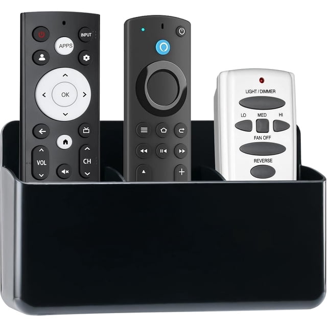 Soporte de control remoto de 3 ranuras, control remoto de TV y accesorios de almacenamiento para bolígrafos de pared, para oficina en casa, escuela (negro, 1 unidad)