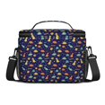 thumbnail image 3 of Dinosaur and Geometric Navy Blue Pattern Insulated Lunch Box for Women Men, Medium Leakproof Cooler Bag with Adjustable Strap, 10"x6.7"x8", 3 of 6