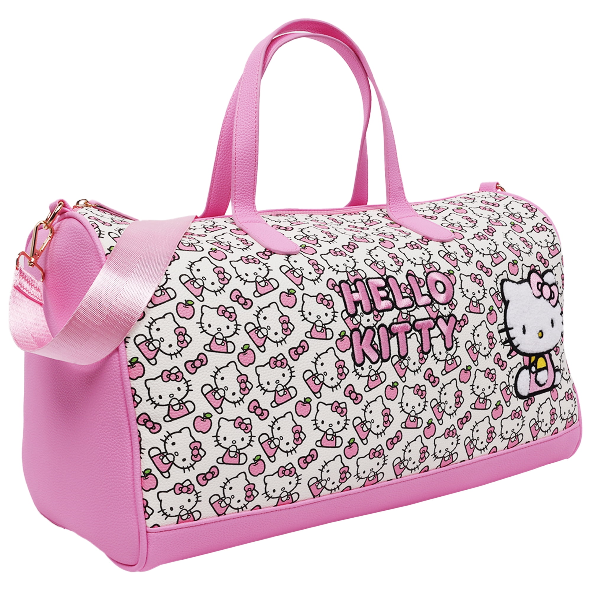 Sanrio Hello Kitty Weekender Duffel Bag, Cute Travel Tote for Women, Red