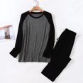 thumbnail image 2 of PUYAHG Pajamas Set for Mens Long Sleeved Round Neck Thin Home Tops and Pants Plus Size Loose Fit Furnishing Man Sleepwear,Z1 Black,XXL, 2 of 3