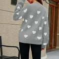 thumbnail image 4 of TFEOQRY Pullover Sweater for Women Loose Love Printed Knit Wear Long Sleeved Round Neck Sweater Top Gray, 4 of 5
