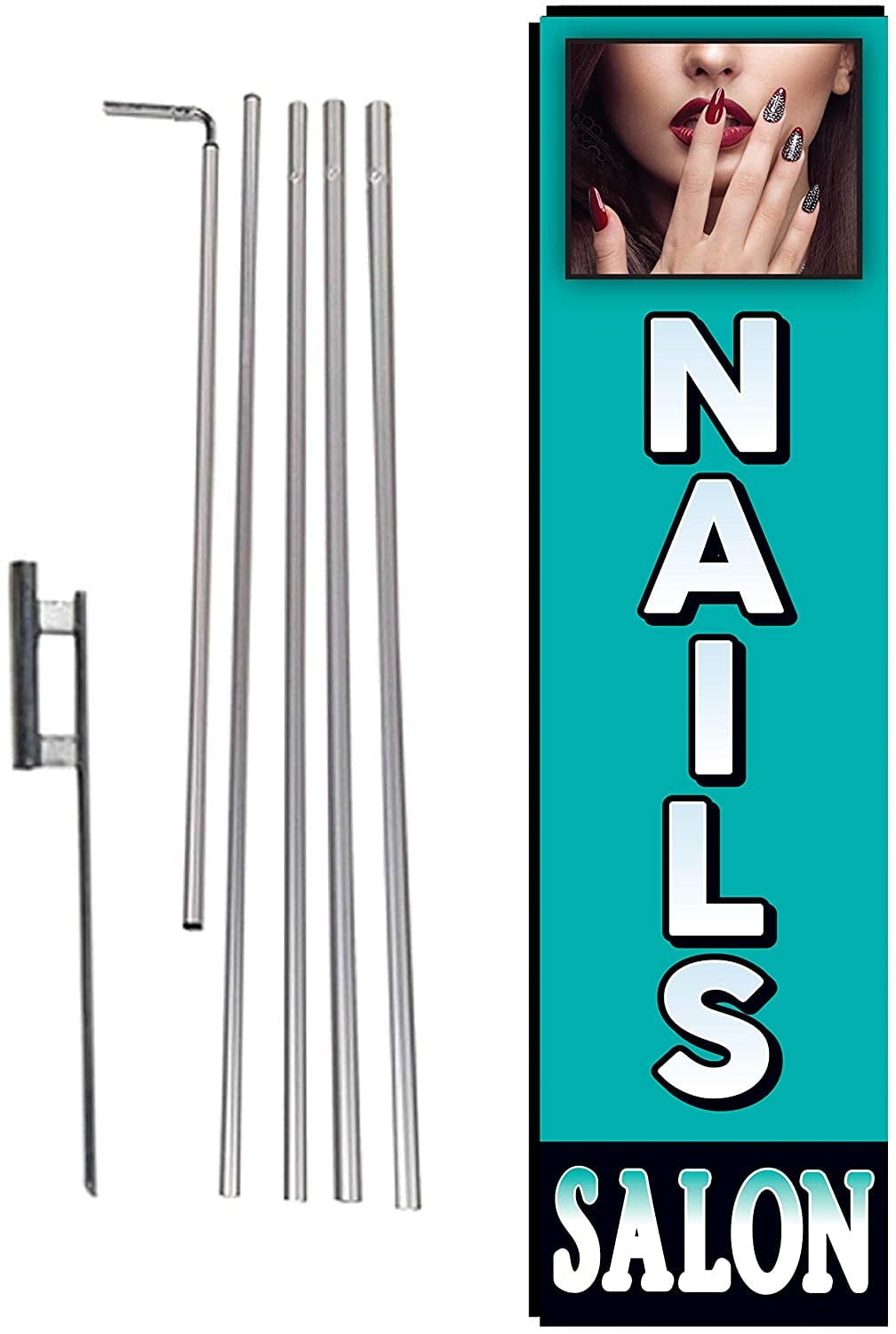 Nails Windless Feather Flag Kit Bundle Flag, Pole, & Ground Mount 