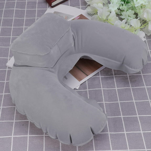 BESTOYARD Inflatable U Shape Travel Pillow Grey Lightweight Neck Cushion for Rest and Outdoor Use