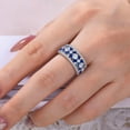 thumbnail image 5 of SHELOVES White CZ and Blue Created Sapphire Wide Wedding Bands for Women Elegant White Gold Baguette Rings Size 8, 5 of 7