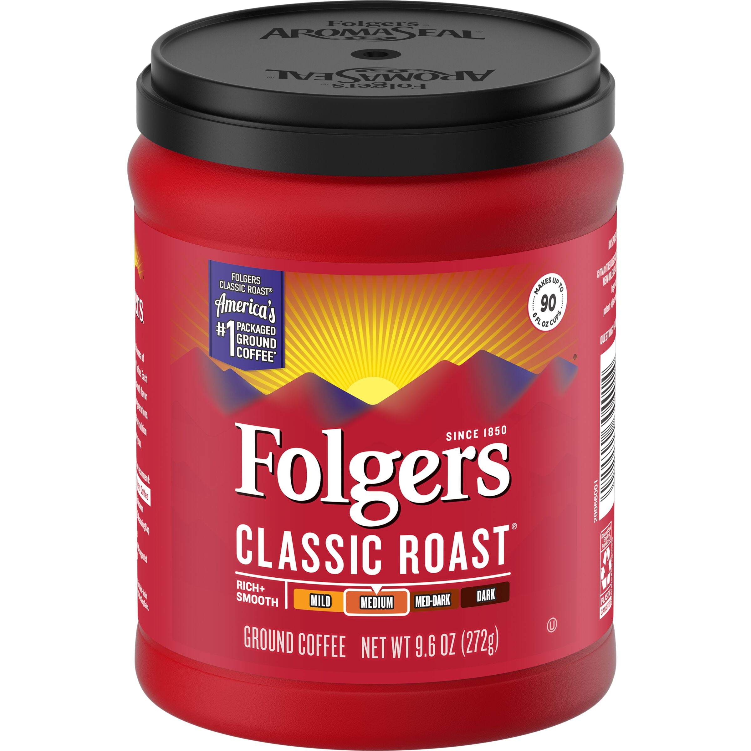 Folgers Classic Roast Ground Coffee, Medium Roast, 9.6Ounce