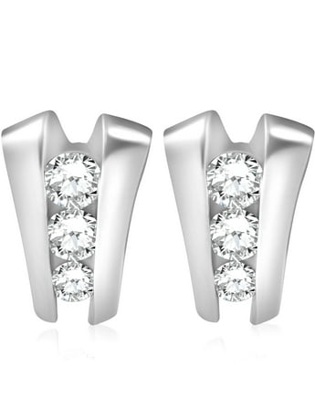 1 40ct 3 Stone Diamond Earrings 14k White Gold Past Present Future 1 40ct 3 Stone Diamond Earrings 14k White Gold Past Present Future 16mm Tall