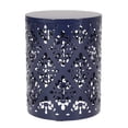 thumbnail image 6 of COSMOS Navy Blue Outdoor Metal End Table with Floral Iron Cut Design, Large Accent Table for Patio, Garden, or Living Room, 6 of 8