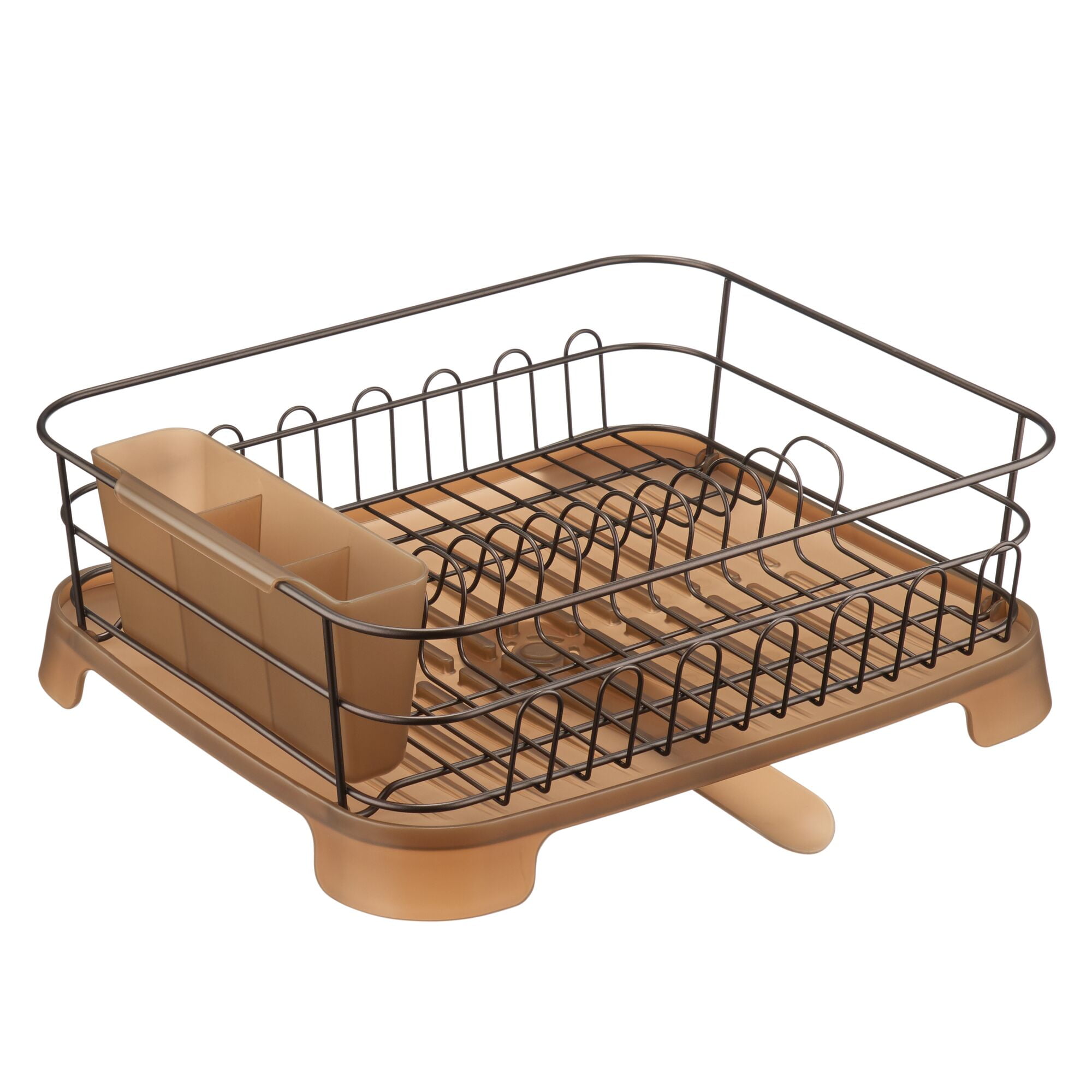 Kitchen Details Copper Geode Deluxe Dish Drying Rack with Drain Board |  Cutlery Basket | Utensil Holder | Iron Frame