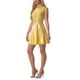 thumbnail image 4 of Vestido sin mangas de cintura alta brillante y acampanado para mujer Inspire Chic, mini vestido amarillo talla S, 4 of 6