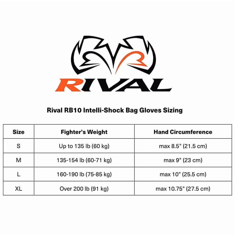 RIVAL Boxing RB10 Intelli-Shock Hook and Loop Bag Gloves - XL
