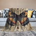 thumbnail image 5 of Creowell Butterfly Throw Blanket  , Ornate Orange and Black Insect on Vintage Tan Background Blankets Soft Cozy  Throws for Nature Lover Bed Sofa Dorm Living Room Decor Gifts 40*50in, 5 of 7