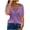 Purple, variant on Staron Summer Tops for Women Off Shoulder Lace Patchwork Blouse V Neck Short Sleeve Casual Fashion Plus Size Purple