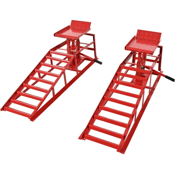 JERFIT Red Hydraulic Car Service Ramps, 2-Pack Heavy Duty Auto Truck Lift Ramps for Vehicle Repair and Maintenance