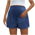thumbnail image 2 of SGFCWSX Women Maternity Shorts, Casual Homewear Solid Color Belly Support Pregnancy Pants Navy L, 2 of 5
