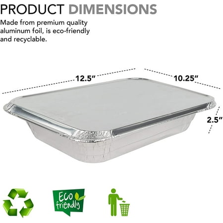 Disposable 9x13 Aluminum Pans with Lids (25 Pack) by Stock Your Home