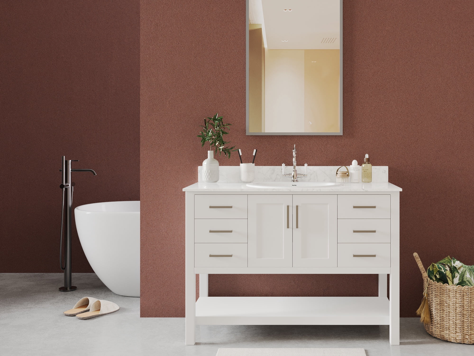 DV-1DS0120 20'' x 17'' White Oval Vitreous China Drop-in Bathroom Sink with Overflow