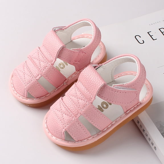 CUZIBR Baby Infant Girls Sandals Summer Soft Breathable Cosy Cute Cartoon Animal Graphic Close Toe Walkers Shoes Lightweight Princess Sandals Hook And Loop Strap Anti-Slip Footwear,Pink,9-12 Months
