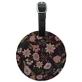 thumbnail image 1 of Simona Flowers Floral Pattern Round Leather Luggage Card Suitcase Carry-On ID Tag, 1 of 8