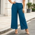 thumbnail image 5 of Pants for Women Plus Size Wide Leg Loose Fit Lightweight Elastic Waisted Pants with Pockets XL-5XL, 5 of 6