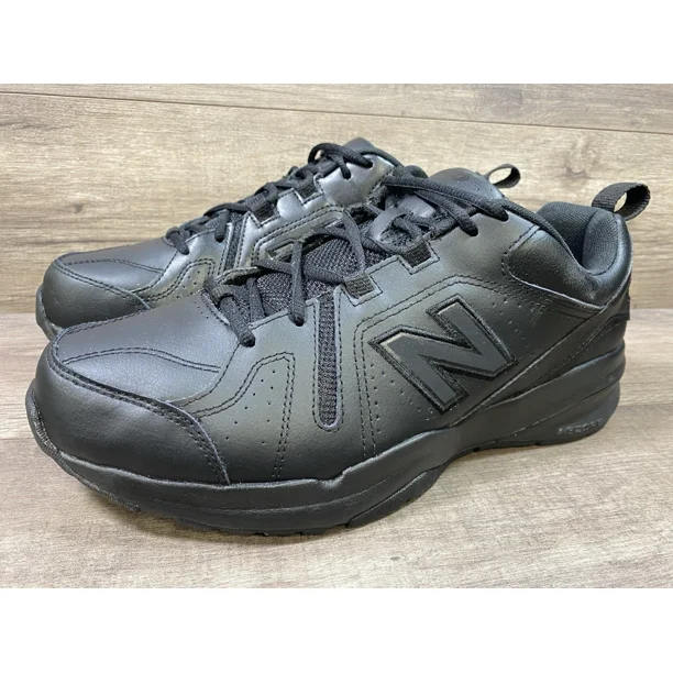 New Balance 608 Sneakers Black Leather Slip Resistant Mens Size 10.5 4E Wide