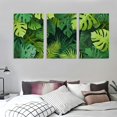 thumbnail image 3 of JRXY Art Wall Decor Oil Painting 12x16in x3 Palm Leaves with Lush Branches and Leaves, Tropical Jungle Palm Leaves with Charming Colors Canvas Print 12x16x3pcs, 3 of 4
