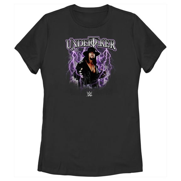 Women's WWE Undertaker Purple Lightning Logo  Graphic Tee Black 2X Large