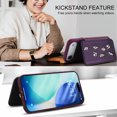 thumbnail image 6 of for iPhone Air Wallet Case, Magnetic Snap Flip PU Leather TPU Cover with Flower Design Credit Card Holder Stand Wristband Shoulder Strap Protective Phone Case for Women Girls, Purple, 6 of 9
