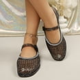 thumbnail image 5 of Samdudou Womens Flats Closed Toe Rhinestone Trim Mary Jane Jelly Shoes Breathable Cutout Design Buckle Strap Dressy Slip On Vacation Outdoor Everyday Sparkly Sandals, 5 of 9