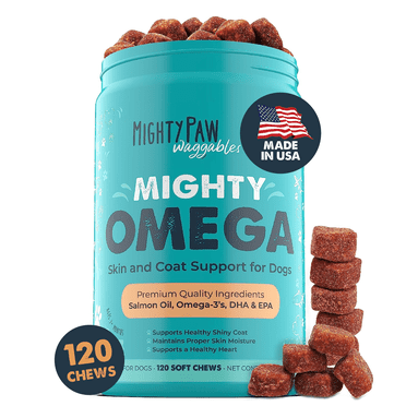 Mighty Paw Omega 3 Fish Oil Dog Chews, Skin & Coat Supplements, Bacon Flavor, 120 Count