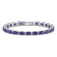 thumbnail image 4 of Belinda 6 x 4 mm Oval Cut 7 CTW Amethyst Tennis Bracelet for Women, 7.25" Birthstone Tennis Bracelet with Box Tongue Clasp., 4 of 8