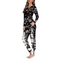 thumbnail image 2 of Renewold Stretchy Ladies Pajamas Sets of 2 Xmas Trees Music Notes Loose Fitting Top and Pants fpr Jogger Walking Christmas Athletic Clothing Loungewear Size L, 2 of 4