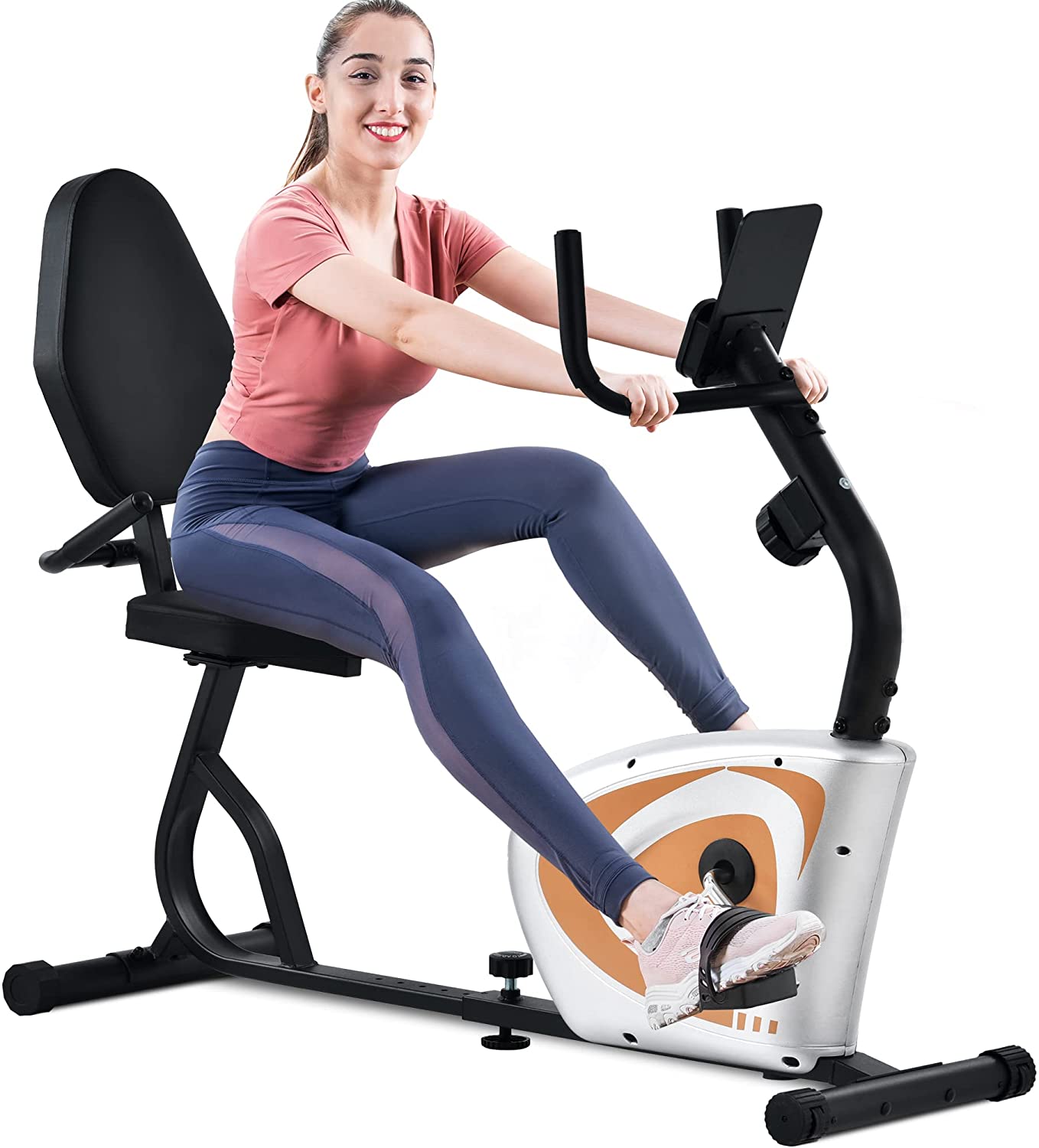 YY Style Indoor Recumbent Exercise Bike with Wheel, Stationary Exercise Bike with LCD and Bluetooth Monitor, Fitness Exercise Equipment for Home and Office, 8-level Resistance, 380 Lbs. Capacity, R092 - image 7 of 8