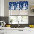 thumbnail image 4 of Navy Blue Christmas Curtain Valances for Windows, Kitchen Valance Window Treatments Panel 2 Pack, Snowman Snowflake Gifts Xmas Tree Rod Pocket Short Curtains for Bathroom Bedroom 42 x 12 Inch, 4 of 8